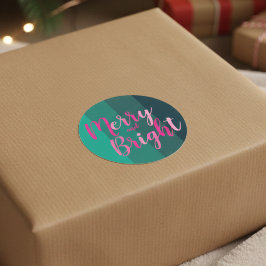 クリスマスメリーと鮮やかな緑のピンク ラウンドシール