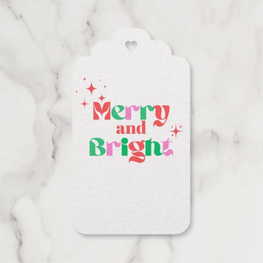 クリスマスメリーと鮮やかな赤い緑のモダンフォント ギフトタグ (裏面)