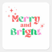 クリスマスメリーと鮮やかな赤い緑のモダンフォント スクエアシール (正面)