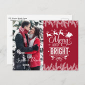 クリスマスメリーとBright Script金ゴールドパイン写真 インビテーションポストカード (正面/裏面)