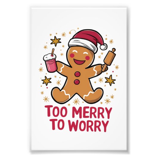 クリスマスメリーに食べ過おもしろいぎる フォトプリント            (正面)