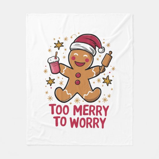 クリスマスメリーに食べ過おもしろいぎる フリースブランケット (正面)