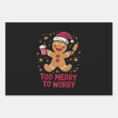 クリスマスメリーに食べ過おもしろいぎる ラッピングペーパーシート (正面)