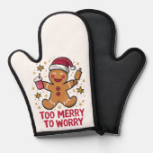 クリスマスメリーに食べ過おもしろいぎる 鍋つかみ (正面/裏面)