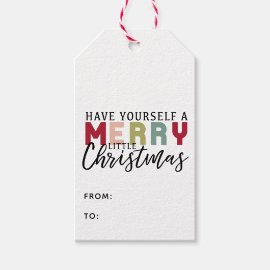クリスマスメリーのカラフルが少ない ギフトタグ (正面)
