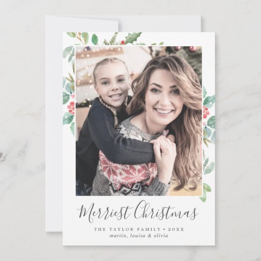 クリスマスメリーのクリスマスの家族写真 シーズンカード (正面)