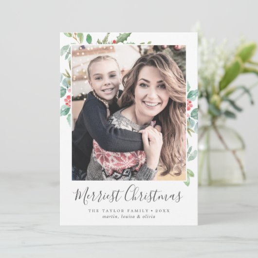 クリスマスメリーのクリスマスの家族写真 シーズンカード (スタンド正面)
