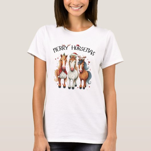 クリスマスメリーのクリスマスホース Tシャツ (正面)