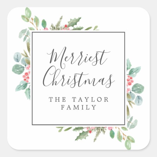 クリスマスメリーのクリスマス スクエアシール (正面)