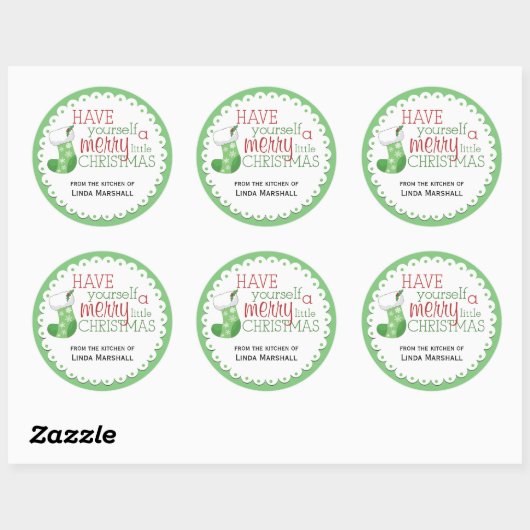 クリスマスメリーのステッカーを持っている ラウンドシール (シート)