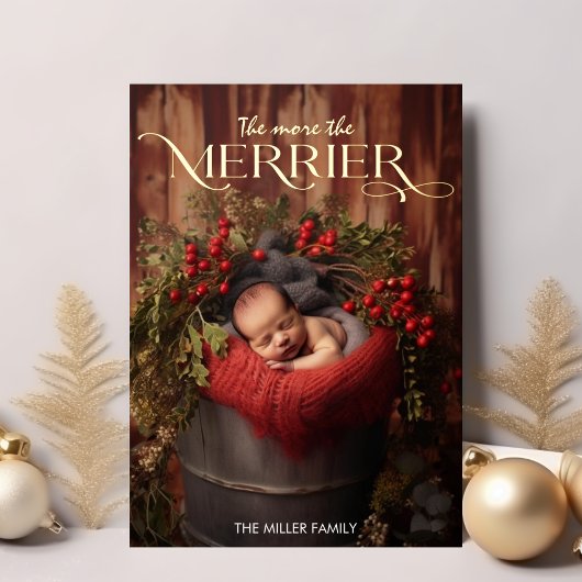 クリスマスメリーのタイポグラフィ 箔シーズンカード