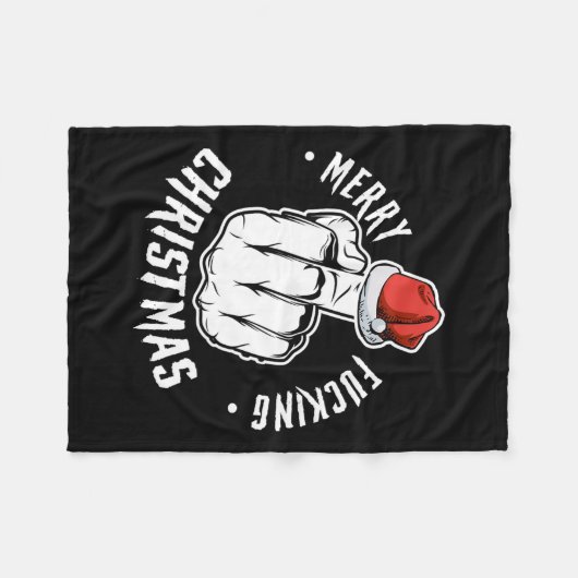 クリスマスメリーの不適切な男性の成人の開始 フリースブランケット (正面(横))