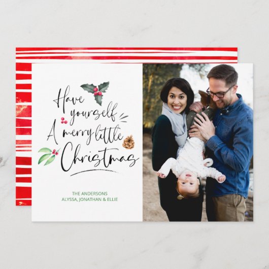 クリスマスメリーの写真を持っている 招待状 (正面/裏面)