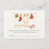 クリスマスメリーの小さな赤ちゃんシャワーおむつラッフル エンクロージャーカード (正面)