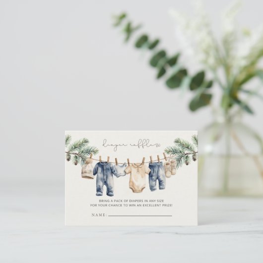 クリスマスメリーの小さな赤ちゃんシャワーおむつラッフル エンクロージャーカード (スタンド正面)