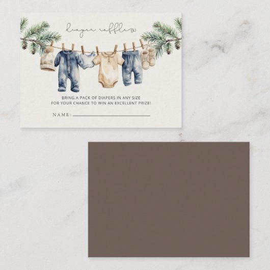 クリスマスメリーの小さな赤ちゃんシャワーおむつラッフル エンクロージャーカード (正面/裏面)