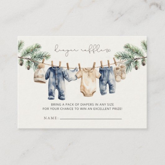 クリスマスメリーの小さな赤ちゃんシャワーおむつラッフル エンクロージャーカード (正面)