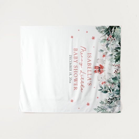 クリスマスメリーの小さな赤ちゃんシャワー写真ブース タペストリー (正面(横))