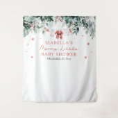 クリスマスメリーの小さな赤ちゃんシャワー写真ブース タペストリー (正面)