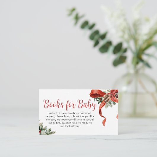 クリスマスメリーの小さな赤ちゃんシャワー本ベビー エンクロージャーカード (スタンド正面)