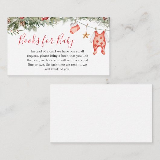 クリスマスメリーの小さな赤ちゃんシャワー本ベビー エンクロージャーカード (正面/裏面)