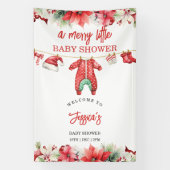 クリスマスメリーの小さな赤ちゃんシャワー歓迎サイン 横断幕 (縦)