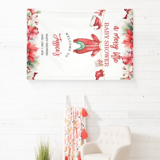 クリスマスメリーの小さな赤ちゃんシャワー歓迎サイン 横断幕 (インサイチュ)