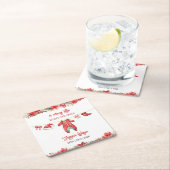 クリスマスメリーの小さな赤ちゃんシャワー男女兼用 スクエアペーパーコースター (インサイチュ)