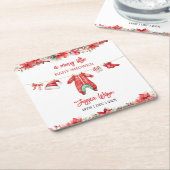 クリスマスメリーの小さな赤ちゃんシャワー男女兼用 スクエアペーパーコースター (アングル)