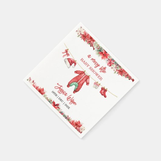 クリスマスメリーの小さな赤ちゃんシャワー男女兼用 スタンダードカクテルナプキン (角)