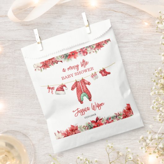 クリスマスメリーの小さな赤ちゃんシャワー男女兼用 フェイバーバッグ (クリップ留めされた状態)