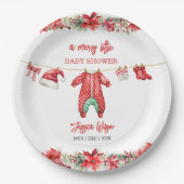 クリスマスメリーの小さな赤ちゃんシャワー男女兼用 ペーパープレート (正面)