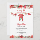 クリスマスメリーの小さな赤ちゃんシャワー男女兼用 招待状 (正面)