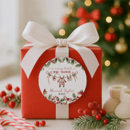 クリスマスメリーの小さな赤ちゃんシャワー ラウンドシール