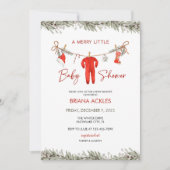 クリスマスメリーの小さな赤ちゃんシャワー 招待状 (正面)