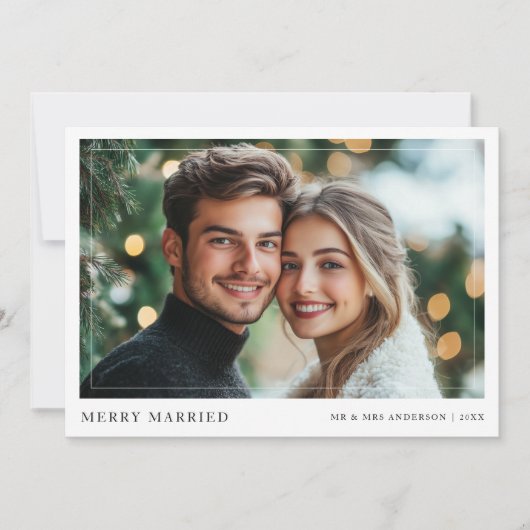 クリスマスメリーの新結婚したしい写真 シーズンカード (正面)