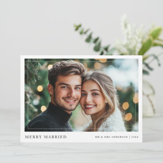 クリスマスメリーの新結婚したしい写真 シーズンカード (スタンド正面)