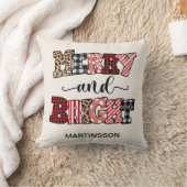 クリスマスメリーの明るいキャンディーの杖の名前 クッション (ブランケット)