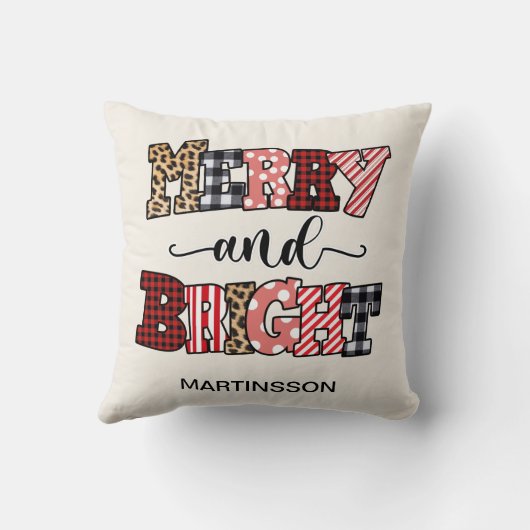 クリスマスメリーの明るいキャンディーの杖の名前 クッション (裏面)