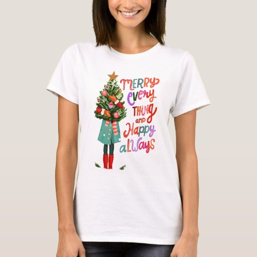 クリスマスメリーは何もかも幸せモダンだ Tシャツ (正面)