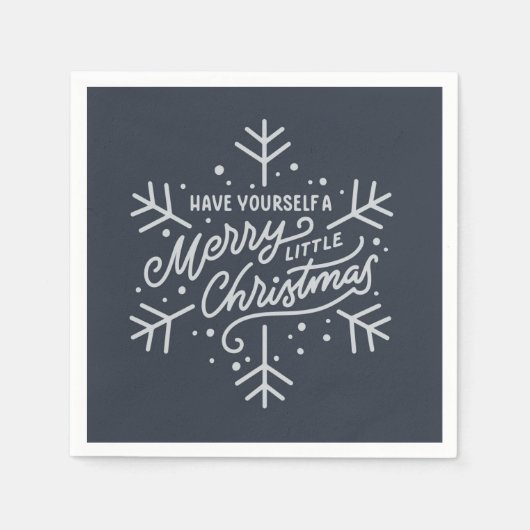 クリスマスメリーをお過ごし – Snowflake スタンダードカクテルナプキン (正面)