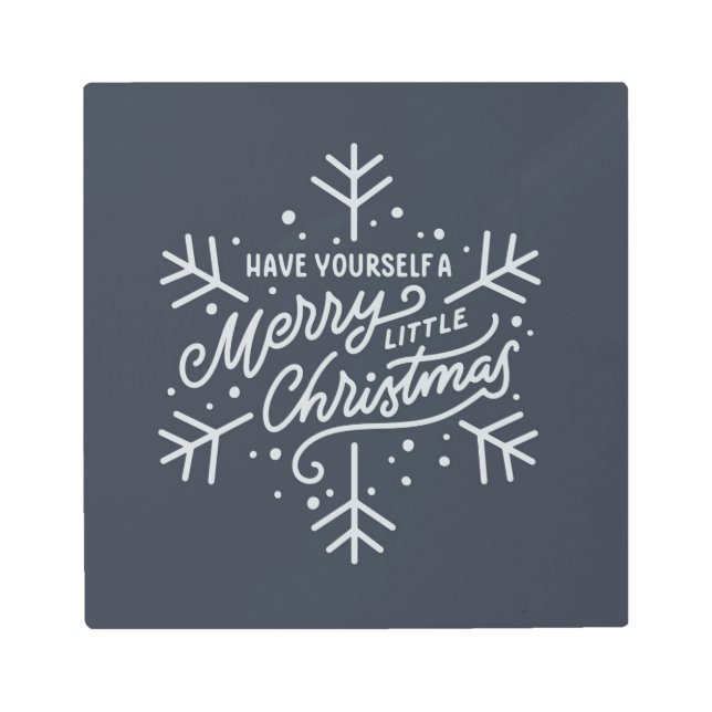 クリスマスメリーをお過ごし – Snowflake メタルプリント (正面)