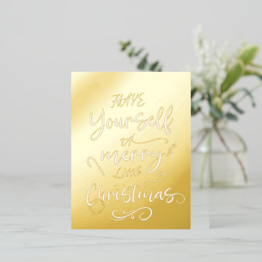 クリスマスメリーを過ごせシンプルよ 箔シーズンポストカード (立ち正面)