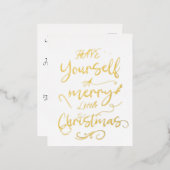 クリスマスメリーを過ごせシンプルよ 箔シーズンポストカード (正面/裏面)