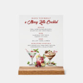 クリスマスメリーカクテルホリデーバー標識 アクリルサイン (正面)