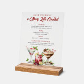 クリスマスメリーカクテルホリデーバー標識 アクリルサイン (傾斜)