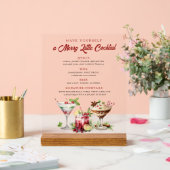 クリスマスメリーカクテルホリデーバー標識 アクリルサイン (ウェディング)