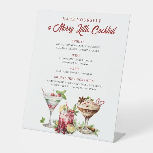 クリスマスメリーカクテルホリデーバー標識 台座サイン (正面)