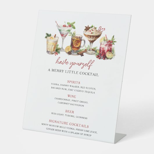 クリスマスメリーカクテルホリデーバー標識 台座サイン (正面)