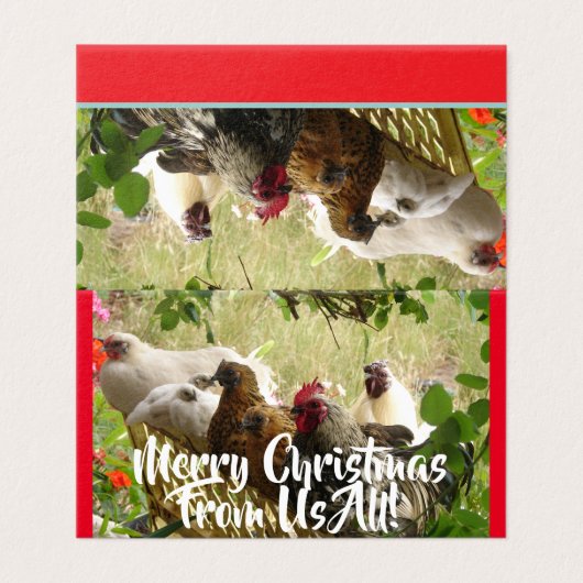 クリスマスメリーカードを私たちから鶏のルースター (外部フラット)